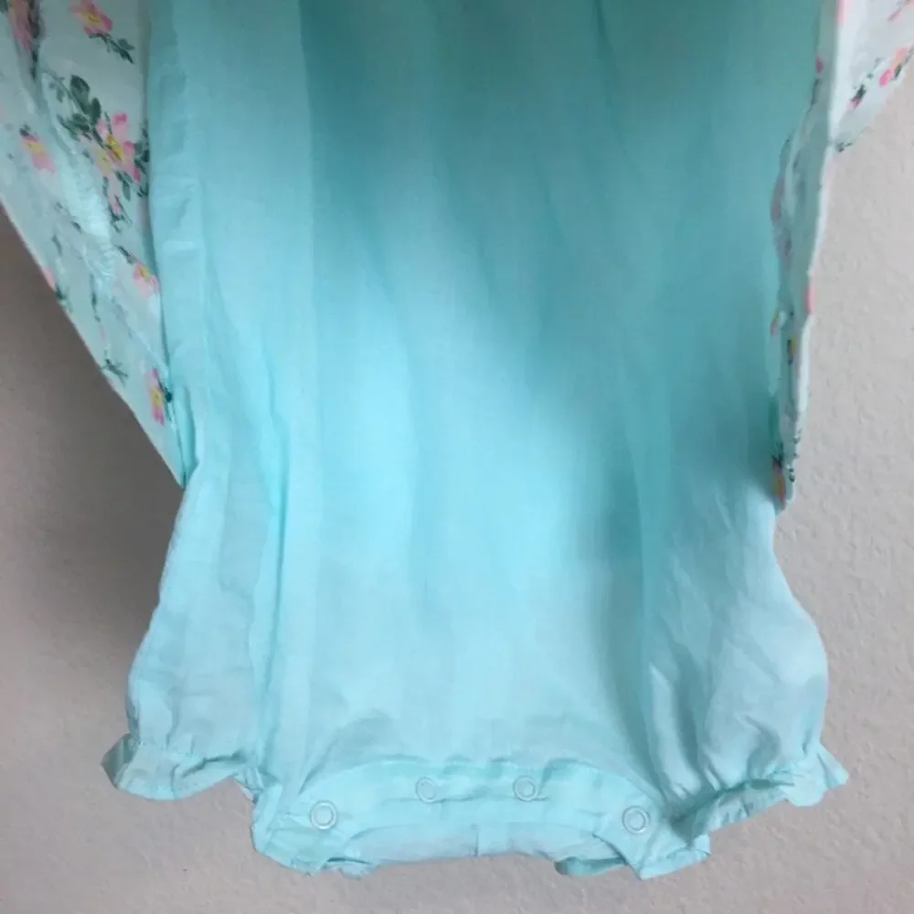 Janie & Jack Green Floral Layered Romper 12 to 18 Months